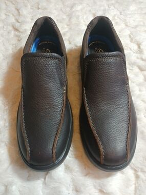 New Clarks Bradley Step Mens 10M Slip On Brown Loafers